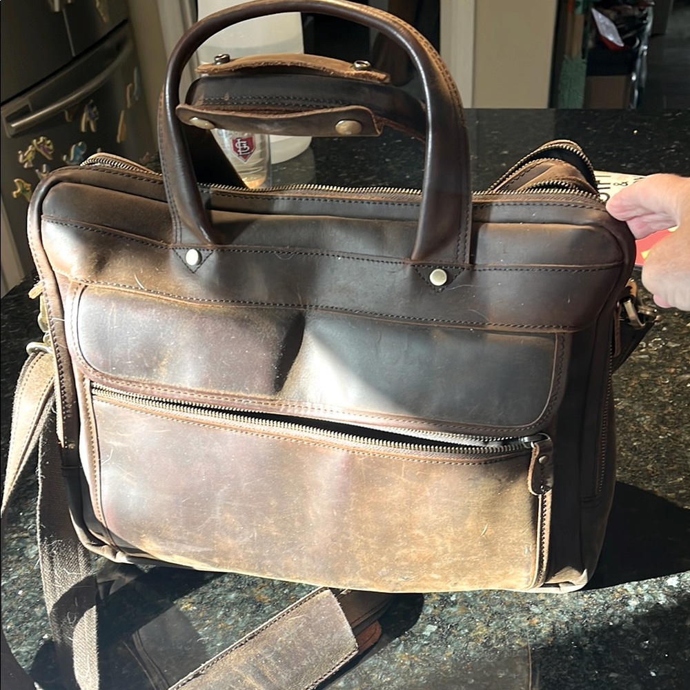 Leather messenger bag. Lots of storage